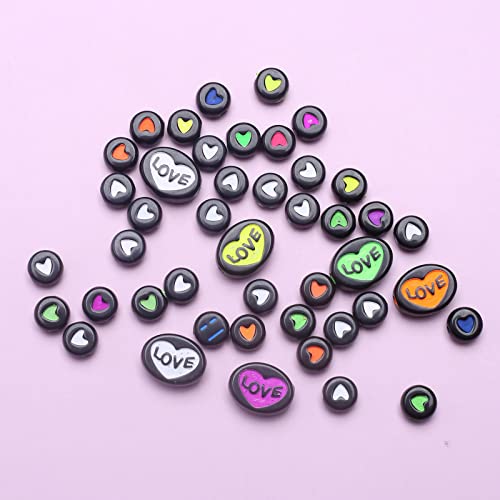 DAH 1000 Stück perlen zum Armbänder, Rund Herz Perlen für Auffädeln, Bunte Perlen Set Colored Alphabet Beads mit Loch zum Auffädeln für Schmuckherstellung DIY Armbänder Halsketten Handwerk (B) von DAHI