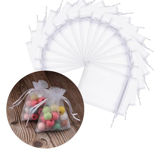 DAHI Organzasäckchen 7x9cm Organzabeutel Schmuckbeutel 100stk Hochzeit Säckchen Geschenkbeutel Organzabeutel (7x9cm/100stk) von DAHI