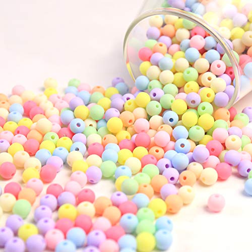 DAHI Perlen zum auffädeln ca.770pcs Acryl Perlen Mehrfarbig Rund bastelnperlen für Armbänder Schmuck (bunt matte perlen 8mm) von DAHI