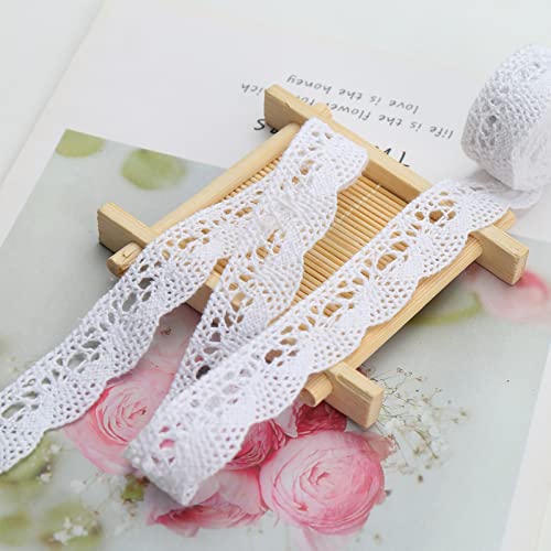 DAHI Spitzenband Baumwolle Dekoband Vintage Spitzenborte Häkel-Borte für Basteln Nähen Hochzeit Deko Scrapbooking Geschenkbox (weiß-E) von DAHI