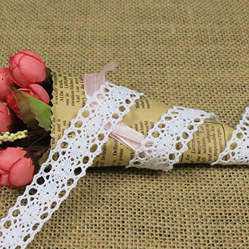 DAHI Spitzenband Weiss 26 Meter Baumwolle Dekoband -2cm Vintage Spitzenborte Häkel-Borte für Basteln Nähen Hochzeit Deko Scrapbooking Geschenkbox (2cm/26meter weiß) von DAHI