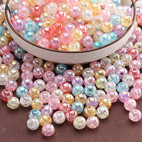 DAHI bunt perlen zum auffädeln ca.740pcs Runde Mehrfarbig Perlen 8mm gemischte acrylic perlen bastelnperlen f. Schmuckherstellung DIY Halsketten Armband (ab color) von DAHI