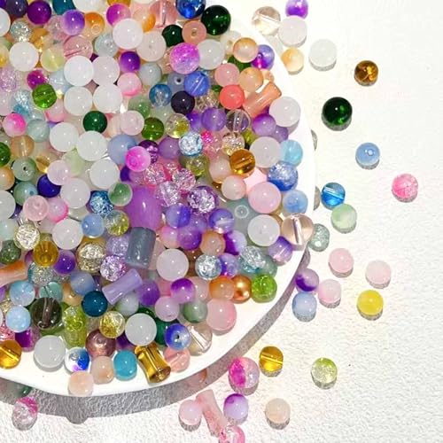 DAHI bunte Glasperlen für Armbänder ca.500pcs gemischte Runde Glasperlen Perlen Set für DIY-Armbänder, Halsketten, Ohrringe (bunt) von DAHI