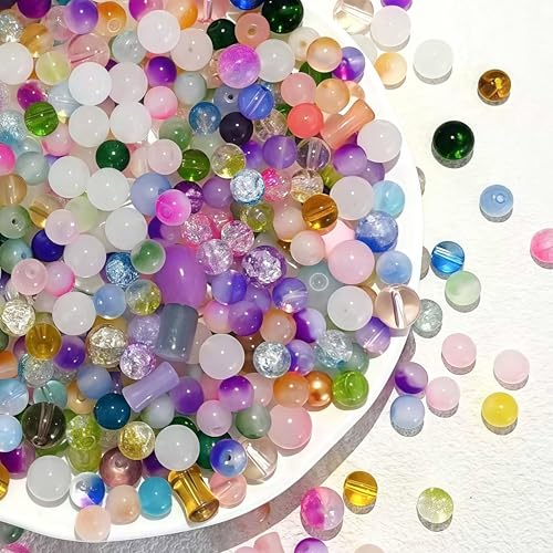 DAHI bunte Glasperlen für Armbänder ca.500pcs gemischte Runde Glasperlen Perlen Set für DIY-Armbänder, Halsketten, Ohrringe (bunt) von DAHI