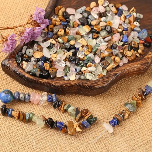 DAHI ca.480pcs edelsteine Perlen zum Auffädeln Kristalle Perlen Kristall Steine Perlen für Armbänder Ketten Ohrringe Schmuck Natürlichen Unregelmäßige Gebohrt DIY Edelsteine (Multicolor-A) von DAHI
