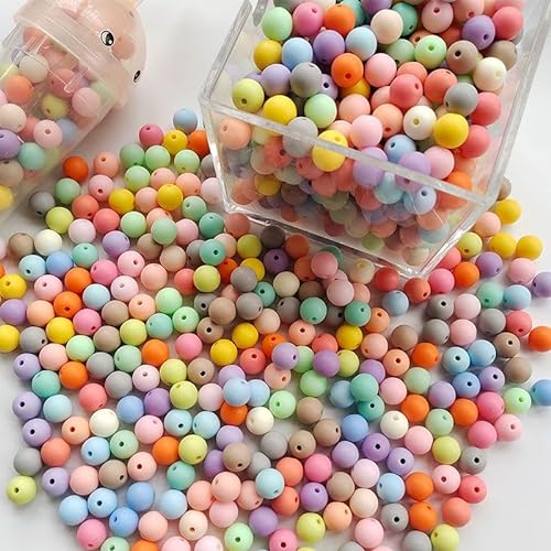 DAHI ca.740 bunt Perlen zum auffädeln Acryl Perlen Mehrfarbig Rund bastelnperlen für Armbänder Schmuck (8mm) von DAHI