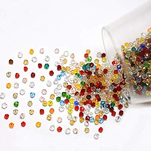 DAHI glasperlen ca.1500 stk kristall Perlen zum auffädeln Bastelperlen Schmuckherstellung DIY Halsketten Armband (1500stk/4mm) von DAHI