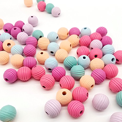 DAHI holzperlen 70stk bunt holzkugeln Runde gemischte holz perlen mit loch bastelnperlen für DIY Schmuck Herstellung (bunt-E/20mm-70stk) von DAHI