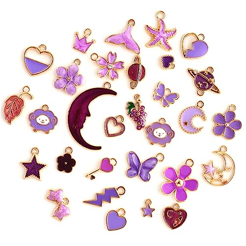DAHI Lila Emaille Charms Anhänger 30pcs - DIY Basteln Schmuck Halskette Armband Making Zubehör von DAHI