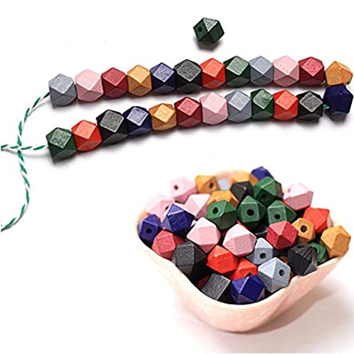 DAHI perlen 120 stk holzperlen bunt holzkugeln gemischte vintage holz perlen mit loch bastelnperlen für DIY Schmuck Herstellung (vintage-A/12mm-120stk) von DAHI
