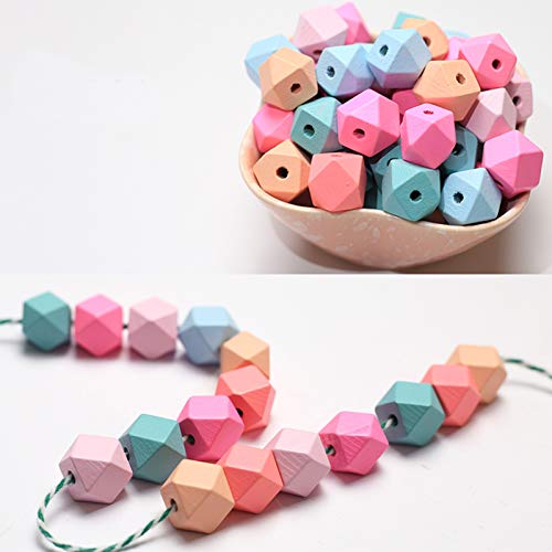 DAHI perlen 70stk holzperlen 15mm bunt holzkugeln gemischte holz perlen mit loch bastelnperlen für DIY Schmuck Herstellung (bunt-C/15mm-70stk) von DAHI