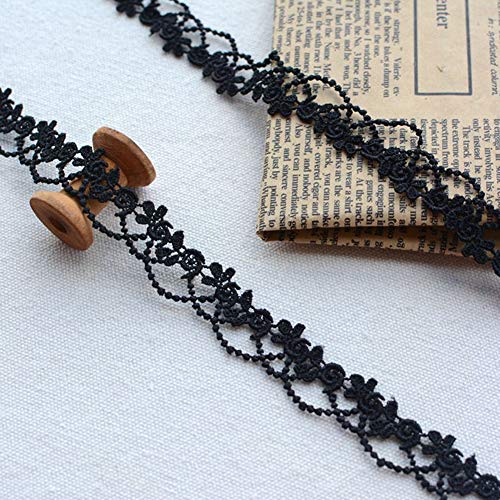DAHI spitzenband 15 yard Spitzenborte Ätze Spitze für Choker Halsketten Nähen Handwerk Hochzeit Deko Scrapbooking Geschenkbox (D-schwarz) von DAHI