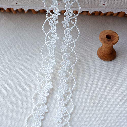 DAHI spitzenband 15 yard Spitzenborte Ätze Spitze für Choker Halsketten Nähen Handwerk Hochzeit Deko Scrapbooking Geschenkbox (D-weiß) von DAHI