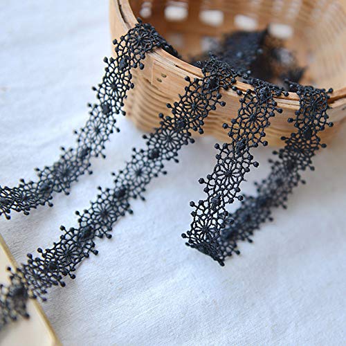 DAHI spitzenband schwarz Spitzenborte spitze für Choker Halsketten Nähen Handwerk Hochzeit Deko Scrapbooking Geschenkbox (C-schwarz) von DAHI