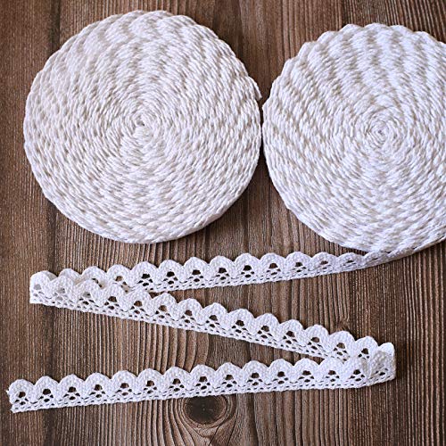 DAHI spitzenband weiß 20 meter Spitzenborte aus Baumwolle- Vintage Zierspitze Häkelspitze Dekoband Zierband Spitzenstoff für Nähen Handwerk Hochzeit Deko (weiß / 15mm dreieck) von DAHI