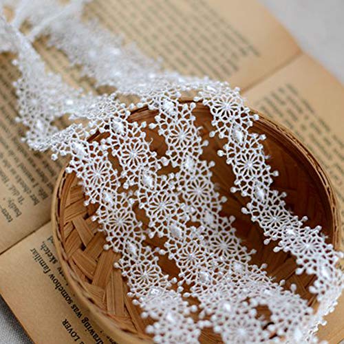 DAHI spitzenband weiß Spitzenborte spitze für Nähen Handwerk Hochzeit Deko Scrapbooking Geschenkbox (C-weiß) von DAHI
