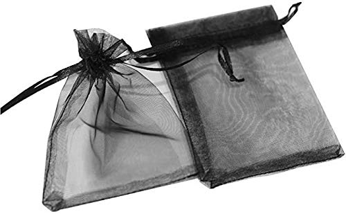 DAHI Organzasäckchen schwarz 100stk Organzabeutel Schmuckbeutel Hochzeit Säckchen 9x12cm Geschenkbeutel Organzabeutel (schwarz 9x12cm/100stk) von DAHI
