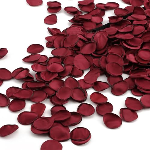 350 Stück Seiden-Rosen-Konfetti, Brautparty-Dekorationen, Hochzeitsparty-Blumenkörbe, Jahrestag-Tischdekorationen, Party-Hochzeitstortendekorationen (Burgunderrot) von DAIBN