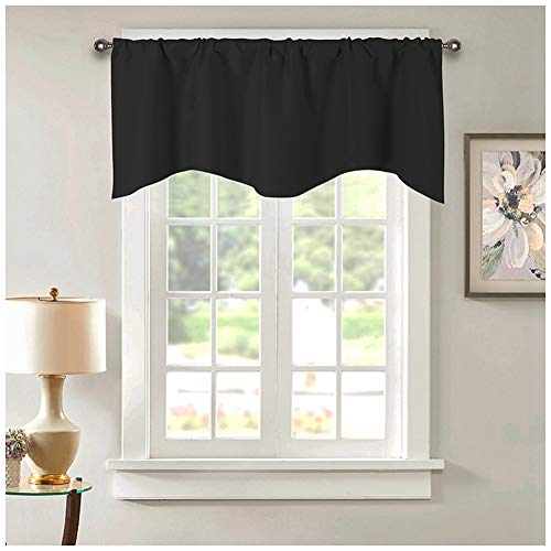 DAIHAN Scheibengardine mit Schlaufen Gardinen Küche Bistrogardinen Kurzstores Vorhänge Kurzgardine Blickdicht Kleinfenster Schiebevorhang Kurz,Schwarz,132x46cm(51x18)(1er Pack) von DAIHAN