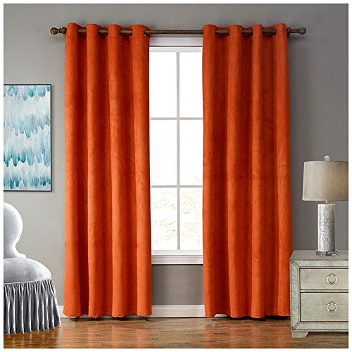 DAIHAN Verdunkelungsvorhang Kinderzimmer - Thermogardine Ösenvorhang Thermo Vorhang Blickdicht Schlaufenschal 2er Set Gardinen für Schlafzimmer Wohnzimmer,Orange,140x160cm(55x62)(2er Set) von DAIHAN