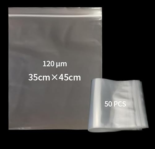 Transparente wiederverschließbare Beutel, transparente Plastiktüten, 0,12 mm dick, versiegelte Beutel, Aufbewahrungsbeutel, dick und langlebig, 35 x 45 cm, 50 Stück von DAILJMON