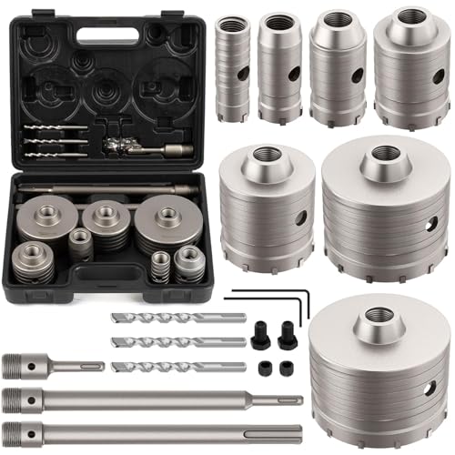 DAIMIT 20PCS Beton Lochsägen Kits mit 2 Bohrer und SDS Plus & Max Schaft, Lochsäge Werkzeug Set für Beton Zement Ziegel Stein Wand Bohren, Kit Größe 30 40 50 68 82 100 110MM DAIMIT 20PCS Beton Lochsägen Kits mit 2 Bohrer und SDS Plus & Max Schaft, Lochsäge Werkzeug Set für Beton Zement Ziegel Stein Wand Bohren, Kit Größe 30 40 50 68 82 100 110MM von DAIMIT ㅤ