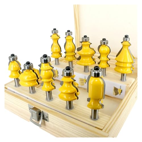 DAISHUJIE Schaft Nutfräser 10 stücke 8mm Schaft Architektonische Form Handlauf Router Bits Set Gehäuse Basis CNC Linie Holzbearbeitung Fräser Planfräser MC02070(Tube Packing per PC) von DAISHUJIE