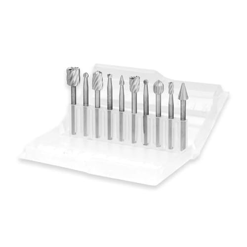 DAISHUJIE Schaft Nutfräser 10 stücke HSS Router Bits Holz Cutter Fräsen Passt Dreh Werkzeug Set 1/8 "3mm Schaft Zimmerei Router Bits for rotierenden Werkzeuge DIY(29mm1-32UN) von DAISHUJIE