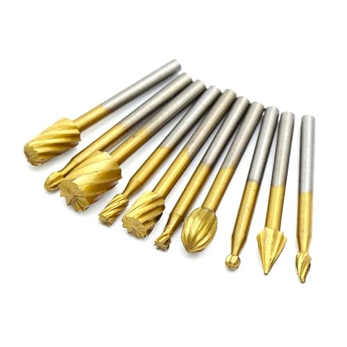 DAISHUJIE Schaft Nutfräser 10 stücke HSS Router Bits Holz Cutter Fräsen Passt Dreh Werkzeug Set 1/8 "3mm Schaft Zimmerei Router Bits for rotierenden Werkzeuge DIY(31mm1-28UN) von DAISHUJIE