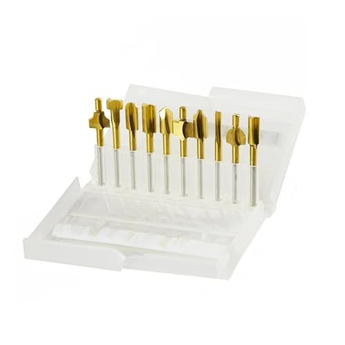 DAISHUJIE Schaft Nutfräser 10 stücke HSS Router Bits Holz Cutter Fräsen Passt Dreh Werkzeug Set 1/8 "3mm Schaft Zimmerei Router Bits for rotierenden Werkzeuge DIY(33mm1-16UN) von DAISHUJIE