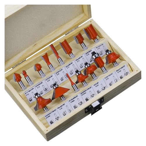 DAISHUJIE Schaft Nutfräser 15 Teile/Satz Holzbearbeitung Werkzeuge Fräser 1/4 ''/8mm Schaft Hartmetall Router Bits for Holz Cutter Schneiden Metall(6.35mm Have Box) von DAISHUJIE