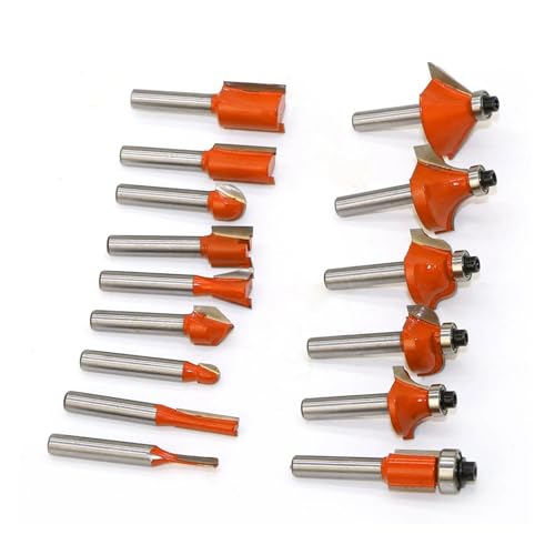 DAISHUJIE Schaft Nutfräser 15 Teile/Satz Holzbearbeitung Werkzeuge Fräser 1/4 ''/8mm Schaft Hartmetall Router Bits for Holz Cutter Schneiden Metall(8mm no Box) von DAISHUJIE