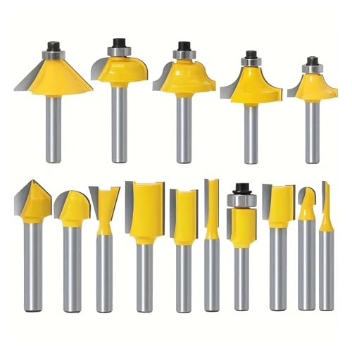DAISHUJIE Schaft Nutfräser 15 stücke 1/4 Zoll Router Bit Set Trimmen Gerade Fräser Holz Hartmetall Schneiden Holzbearbeitung Handwerk Werkzeuge(Without Box) von DAISHUJIE
