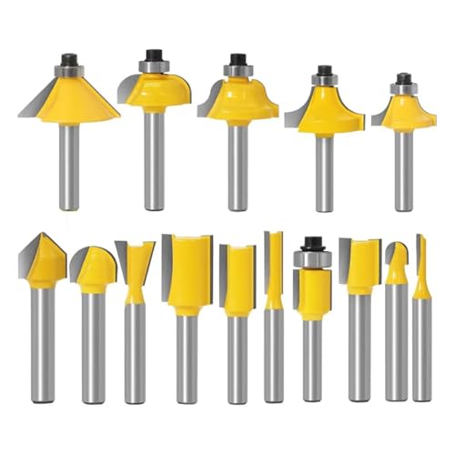 DAISHUJIE Schaft Nutfräser 15-teiliges 1/4-Zoll-Fräser-Set for Trimmen von geraden Fräsern for Holzbits, Wolframkarbid-Schneiden, Holzbearbeitung(Tube) von DAISHUJIE