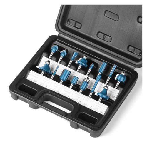 DAISHUJIE Schaft Nutfräser 15-teiliges Fräser-Set mit 1/4-Schaft, for die Holzbearbeitung, Kantenbeschnitt, gerade Planfräser for Holz, CNC, Wolfram-Vollfräser von DAISHUJIE