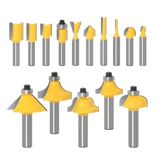 DAISHUJIE Schaft Nutfräser 15-teiliges Fräser-Set mit 8-mm-Schaft, for Trimmen gerader Fräser for Holz-Bits, Wolframkarbid-Schneiden, Holzbearbeitung(Tube) von DAISHUJIE