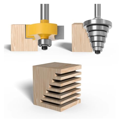 DAISHUJIE Schaft Nutfräser 2 STÜCKE 8mm Schaft Falzfräser mit 6 einstellbaren Lagern Zapfenfräser Hartmetall-Holzbearbeitungsbits MC02049 von DAISHUJIE