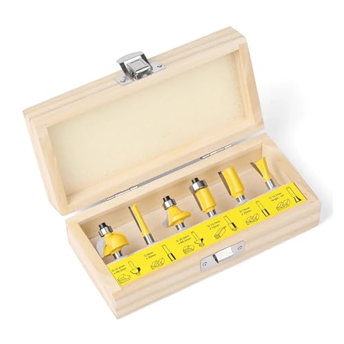 DAISHUJIE Schaft Nutfräser 6-teiliges Fräser-Set for die Holzbearbeitung mit 1/4 Zoll 6 mm Schaft, Fräser for Trimmmaschinen, Fräser-Bit-Werkzeuge, Trimmfräser, optional verpackt(6mm Shank and Box) DAISHUJIE Schaft Nutfräser 6-teiliges Fräser-Set for die Holzbearbeitung mit 1/4 Zoll 6 mm Schaft, Fräser for Trimmmaschinen, Fräser-Bit-Werkzeuge, Trimmfräser, optional verpackt(6mm Shank and Box) von DAISHUJIE