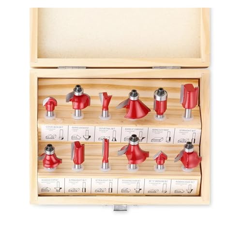 DAISHUJIE Schaft Nutfräser Fräsersätze for die Holzbearbeitung mit 6 mm, 6,35 mm und 8 mm Durchmesser, Trimmmaschinenköpfe, Fräser for Graviermaschinen(12PCS 6mm Shank) von DAISHUJIE
