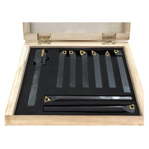 DAISHUJIE Set Drehmeißel 10mm 9-teiliges Wendeplatten-Drehmeißelset mit Einsatz for CNC-Maschine, verzinnt, Hartmetall-Drehmeißelset DAISHUJIE Set Drehmeißel 10mm 9-teiliges Wendeplatten-Drehmeißelset mit Einsatz for CNC-Maschine, verzinnt, Hartmetall-Drehmeißelset von DAISHUJIE