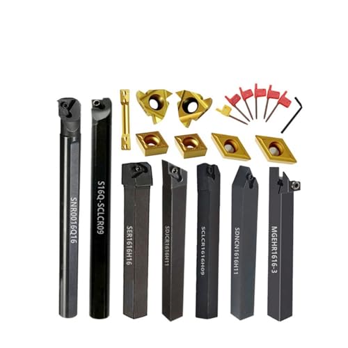 DAISHUJIE Set Drehmeißel 7 Sätze von 16 mm CNC-Drehwerkzeug-Bohrstangensatz mit Hartmetalleinsätzen for die kombinierte Metallbearbeitung(7Sets for AL Durable) von DAISHUJIE