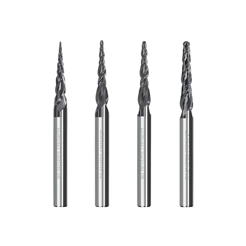Schaftfräser mit Kugelkopf 1pc R0.25/R0.5/R0.75/R1.0 3,175mm Schaft Konische Ball Nase Ende Mühle Hartmetall Holz Gravur bit Router Bit(R0.5xD3.175x15x40L) von DAISHUJIE
