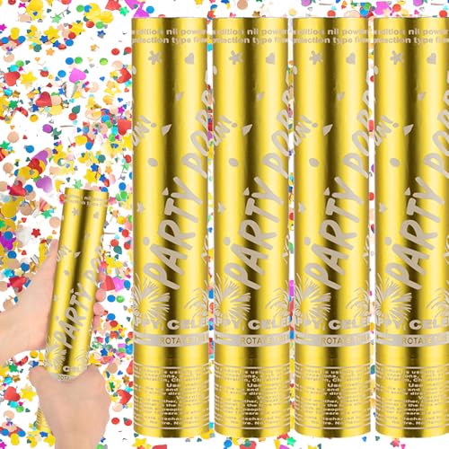 DAJASD Konfettikanone Gold, 4 Stück 30CM Party Popper Konfetti Kanone, Handheld Konfetti Poppers, Confetti Cannon für Hochzeit, Geburtstag, Silvester, Private Party, Karneval DAJASD Konfettikanone Gold, 4 Stück 30CM Party Popper Konfetti Kanone, Handheld Konfetti Poppers, Confetti Cannon für Hochzeit, Geburtstag, Silvester, Private Party, Karneval von DAJASD