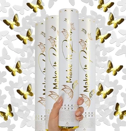 DAJASD Konfettikanonen weiß, 4 Stück, 30 cm, Party-Popper, groß, biologisch abbaubar, Konfettikanone für Geburtstag, Hochzeit, Weihnachten, Party, Streiche, Neujahr, Abschlussfeier, einfach zu DAJASD Konfettikanonen weiß, 4 Stück, 30 cm, Party-Popper, groß, biologisch abbaubar, Konfettikanone für Geburtstag, Hochzeit, Weihnachten, Party, Streiche, Neujahr, Abschlussfeier, einfach zu von DAJASD