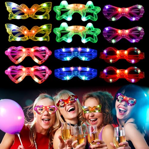 DAJASD Led Brillen für Party 12 Stück Party Led Brille Partybrille mit LED für Karneval Weihnachten Geburtstag Konzert Hochzeit Halloween von DAJASD