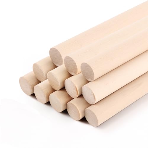 DAJAVE 12 Stück Holzstäbe rund Ø 2cm Rundstab Holz Länge 30 cm, Rundholz Holzstab Zum Basteln, Modellbau, DIY Handwerk DAJAVE 12 Stück Holzstäbe rund Ø 2cm Rundstab Holz Länge 30 cm, Rundholz Holzstab Zum Basteln, Modellbau, DIY Handwerk von DAJAVE