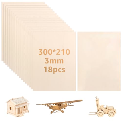 DAJAVE 18 Stück Sperrholaplatte 3mm,30 x 21 cm Holzplatten zum Basteln, A4 Sperrholz Spannplatte Balsaholz Sperrholz für Deko, DIY, Brandmalerei, Modellbau DAJAVE 18 Stück Sperrholaplatte 3mm,30 x 21 cm Holzplatten zum Basteln, A4 Sperrholz Spannplatte Balsaholz Sperrholz für Deko, DIY, Brandmalerei, Modellbau von DAJAVE