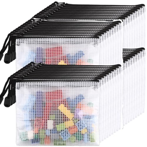 DAJAVE 30 Stück Dokumententasche A6 Schwarze Wasserdichte Dokumententasche, A6 Dokumentenmappe mit Reissverschluss, dokumententasche Reißverschluss für Papier, Quittungen, Bürobedarf, Dokumente von DAJAVE