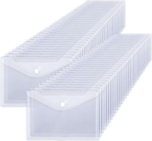 DAJAVE 40 Stück Dokumententasche A5 Transparent Dokumentenmappe A5 mit Druckknopf Wasserdicht a5 Dokumentenmappe Brieftaschen für Papier, Quittungen, Datei von DAJAVE