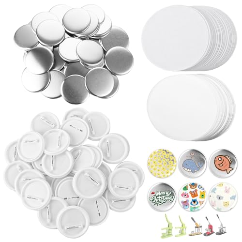 DAJAVE 400 Stück 58mm/2.25 inch Leere Schaltfläche Abzeichen Button Teile Button Supplies Back Button Teile für Button Maker Maschine DIY Button Maker Set, Button Rohlinge 58 mm von DAJAVE